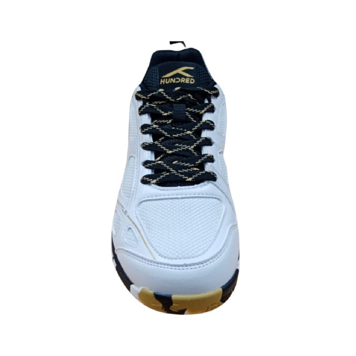 HUNDRED Battle Badminton Shoes (White/Gold/Black)