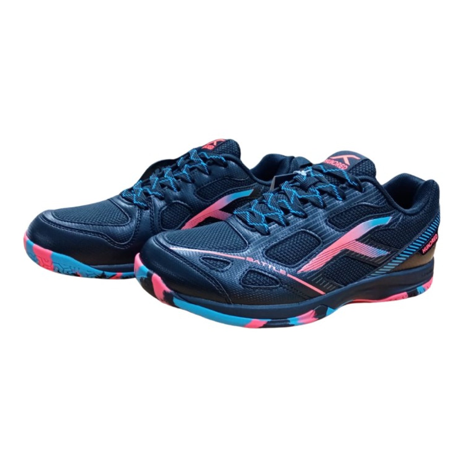 HUNDRED Battle Badminton Shoes (Black/Orange/Blue)