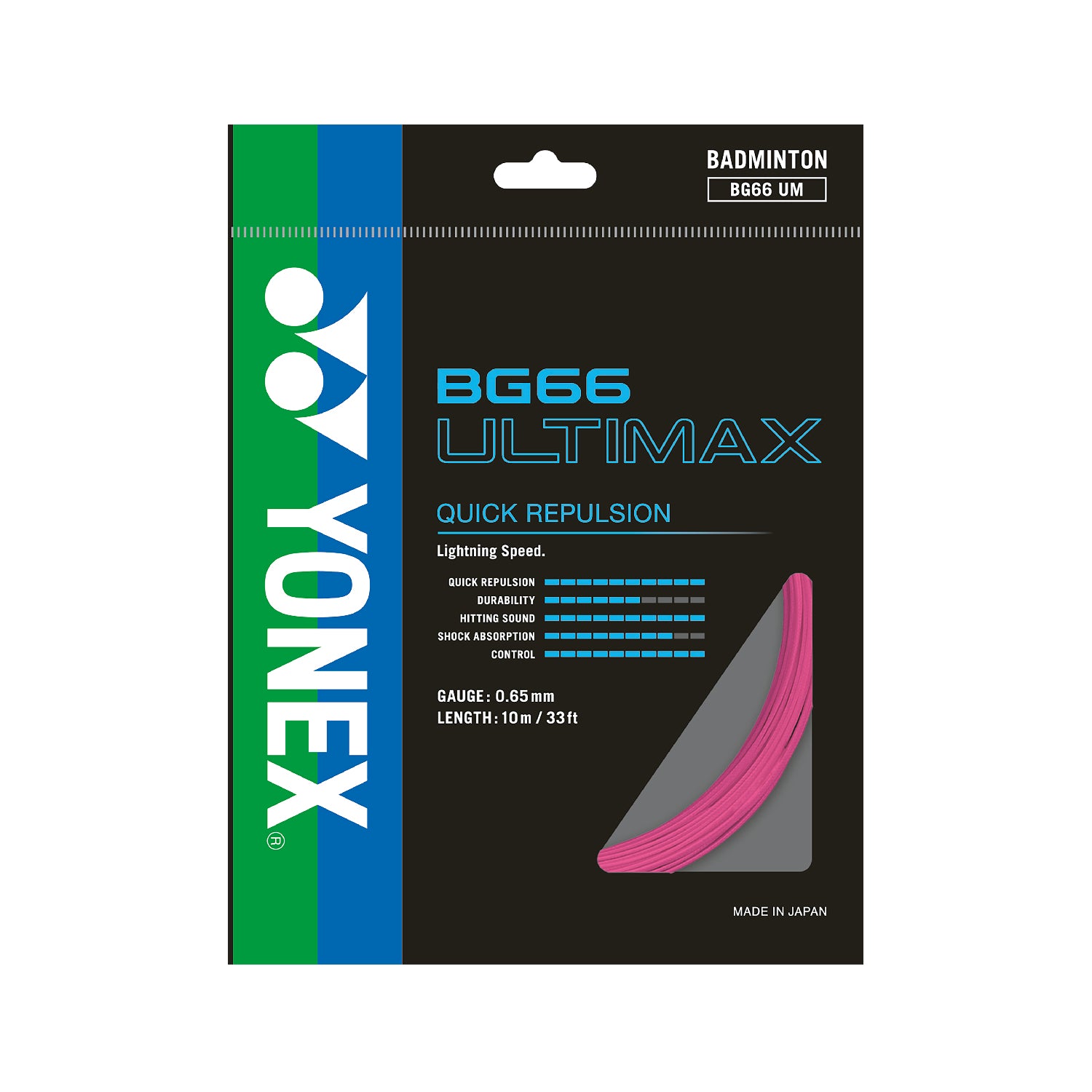 Yonex BG 66 Ultimax Badminton Strings (Neon Pink)