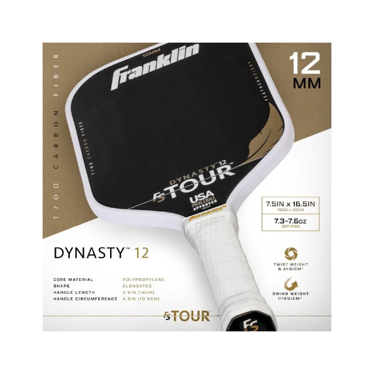 Franklin FS Tour Featherweight Series - Dynasty 12MM - Pickleball Paddle