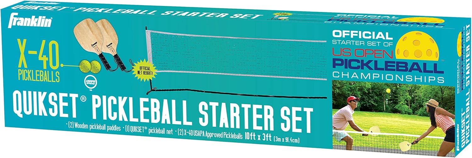 Franklin Sports Pickleball Net Set Outdoor Portable Pickleball Court Net - (2) Paddles + (2) Pickleballs - Half Court Set